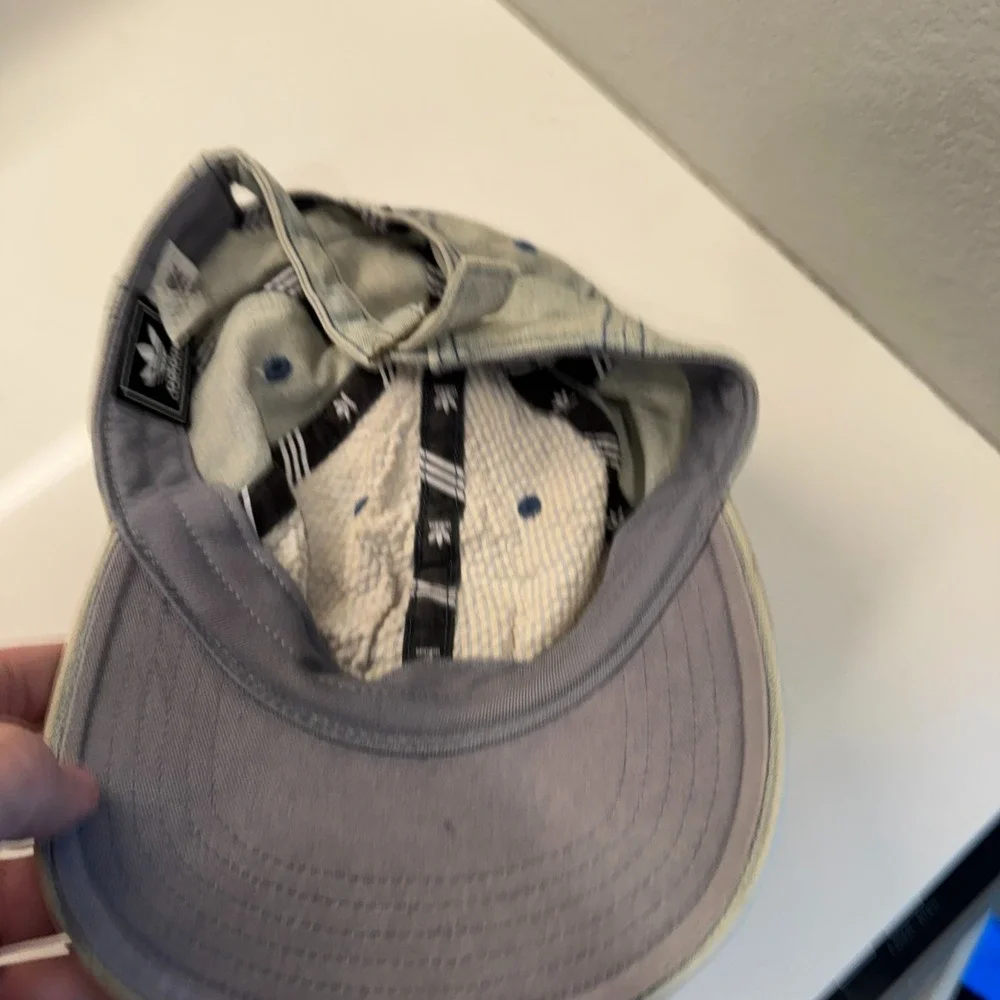 Adidas Hat Cap‎ Blue Denim Acid Wash Retro 90s Trefoil Logo Strapback Baseball